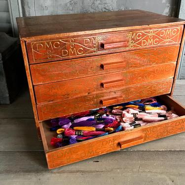 Authentic French DMC Chest, Embroidery, Haberdashery, Thread, Craft Storage, Rare 