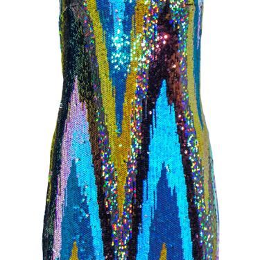Free People - Green & Multicolor Sequin Strapless Bodycon Dress Sz S