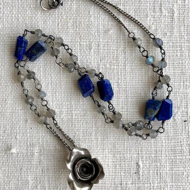 Winter Roses [lapis, labradorite, sterling silver, Hill Tribe silver] 