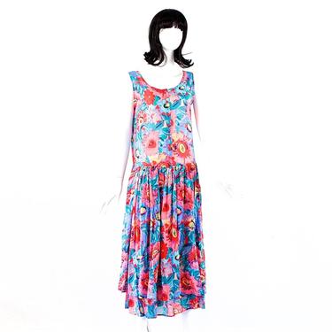 Deadstock VINTAGE: 1980's - ZASHI India Floral Print Dress - Maxi Dress - Boho - Unused  - SKU 24-00014893 