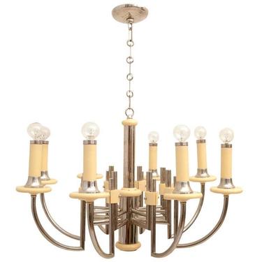 Mid Century Modern Bakelite Chrome-Plated Chandelier 