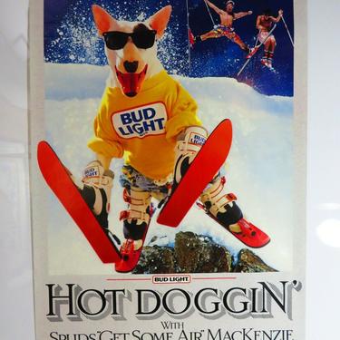 Vtg 80s SPUDS MACKENZIE Ski Poster BUD LIGHT | Urban Rummage