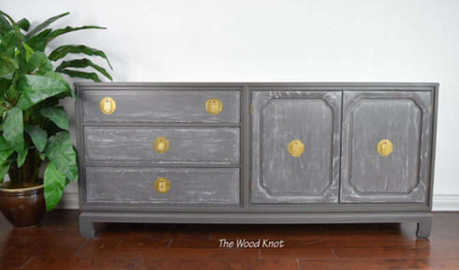 Davis Cabinet Company Gray Cerused Sideboard From The Wood Knot Of