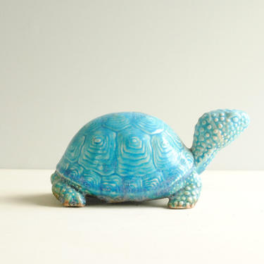 Vintage Turtle Bank, Turquoise Ceramic Turtle Figure, Turtle Piggy Bank ...