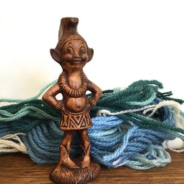 60's Vintage Hawaiian Menehune Figurine, Little Hawaiian Mythological Man Statue, Made By Treasure Craft 