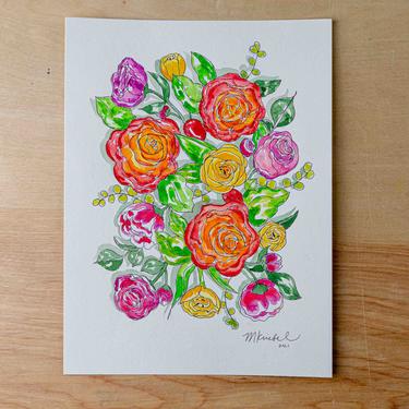 Spring Flowers Original Watercolor Painting