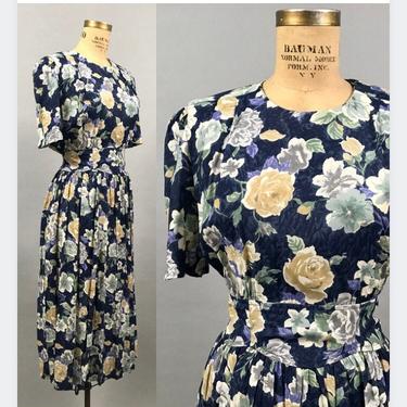 1990's Garden Party Dress with Pale Florals 