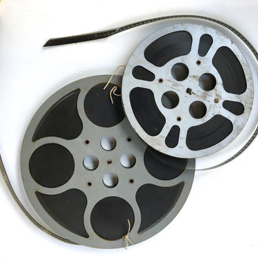 Vintage Film Reels With Film, Set Of 2 With Mystery Film