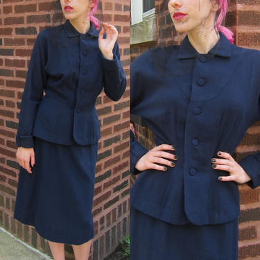 Vintage Inspired 1950s Midi Wool skirt 311801