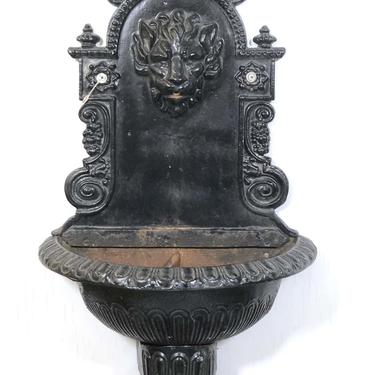 Antique Black Cast Iron Lion Spout Water Fountain