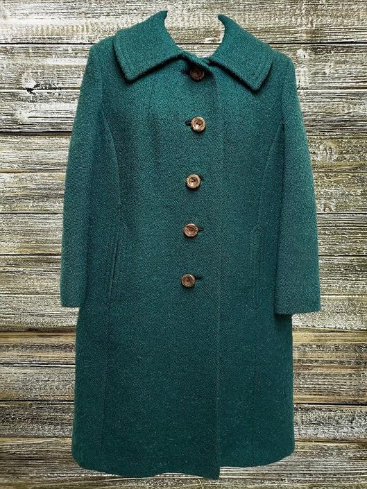 Vintage Ladies Wool Coat Teal Winter Coat Womans 1960s