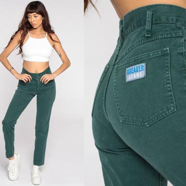 Green Mom Jeans S -- 90s Mom Jeans High Waisted Jeans 80s Denim Pants Slim Vintage Colored Jeans Small 26 