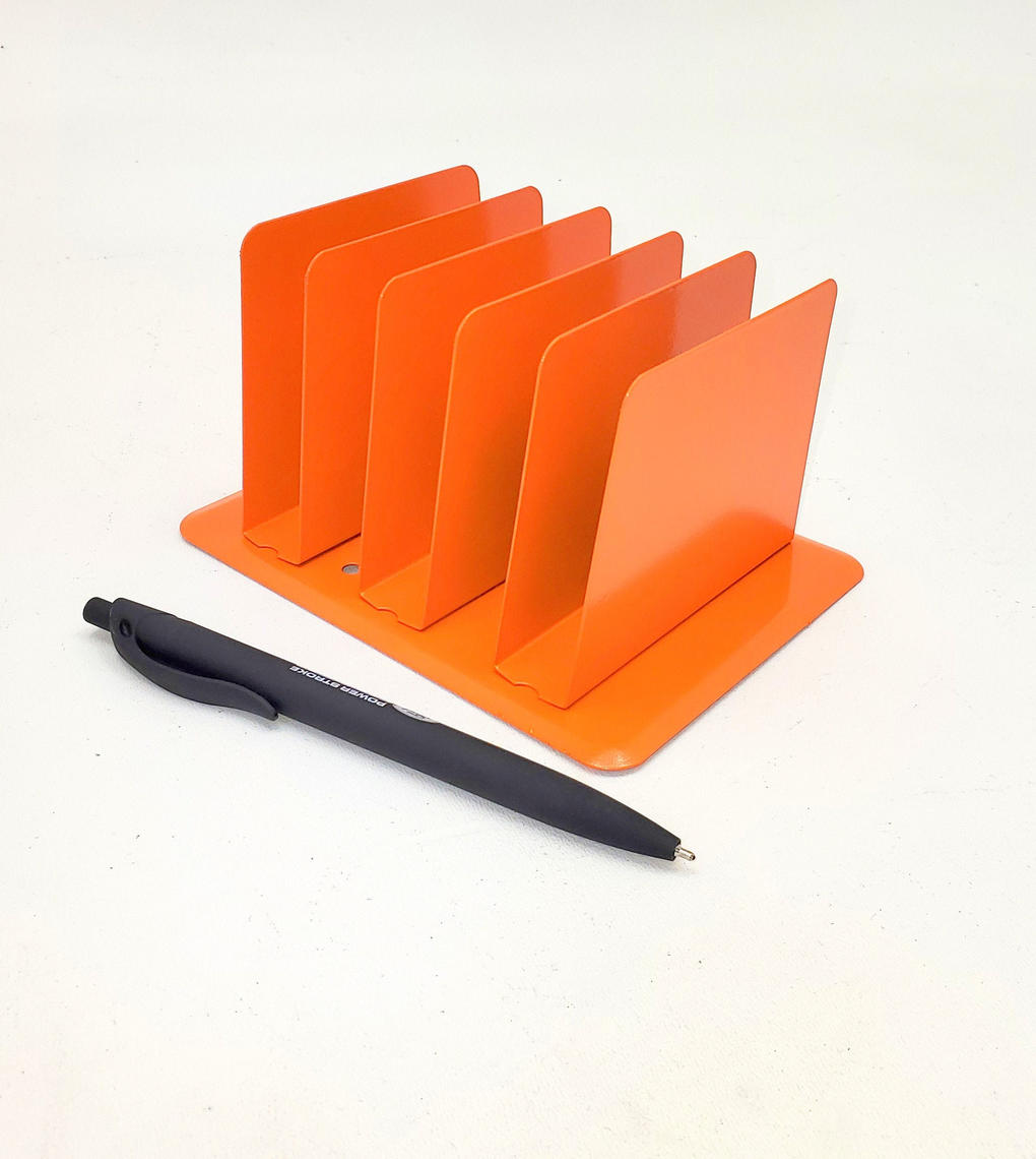 Tanker Desk Metal Mail Holder Vintage File Sorter Vibrant Orange