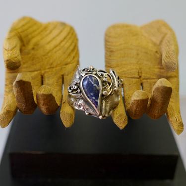 Brutalist Sterling Silver and Lapis Lazuli Artisan Ring 