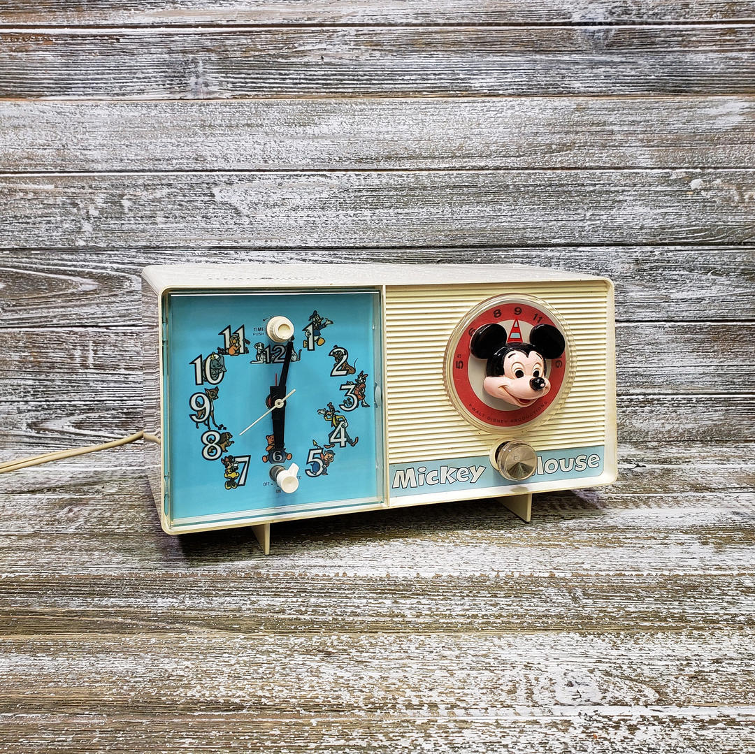 Vintage Mickey Mouse Radio Alarm Clock, WORKS, General Electric Youth