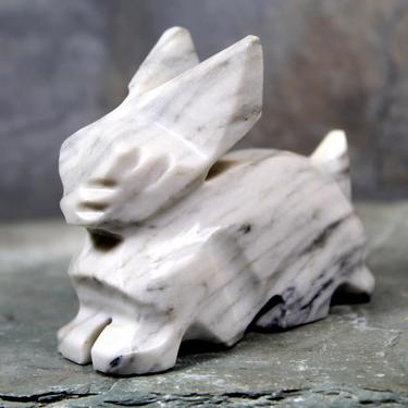 Hand Carved Marble Bunny - Grey Marble Bunny - Folk Art - Marble Easter Bunny 