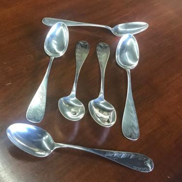 Six Durgin Sterling teaspoons 