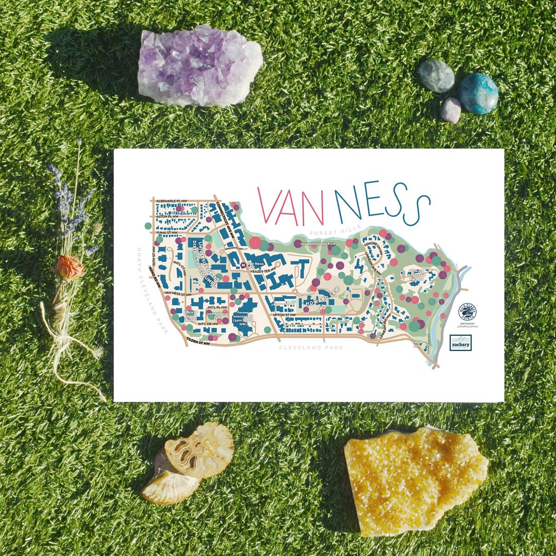 Van Ness Washington DC neighborhood map art print Wild Places Prints