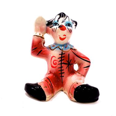 VINTAGE: Ceramic Clown Figurine - Handcrafted - Hand Painted - Gift Idea - SKU 24-D-00010517 