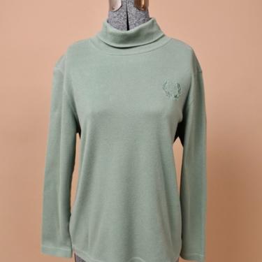 Green 90s Embroidered Crest Turtleneck By Blair, L/XL