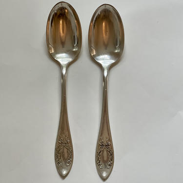 Antique Silver Plate Spoons Set of Two Rockford Silver Plate Company Fair Oaks 1909 