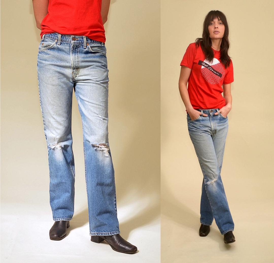 vintage Levi's 517 bootcut jeans soft faded distressed 1970s denim ...