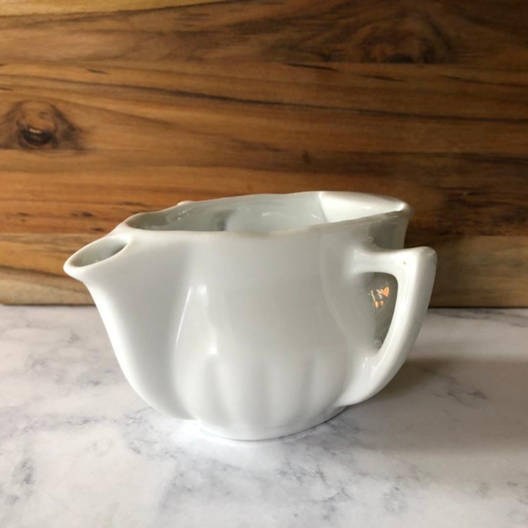 Vintage Pillivuyt France White Porcelain Gravy Boat Double Spout