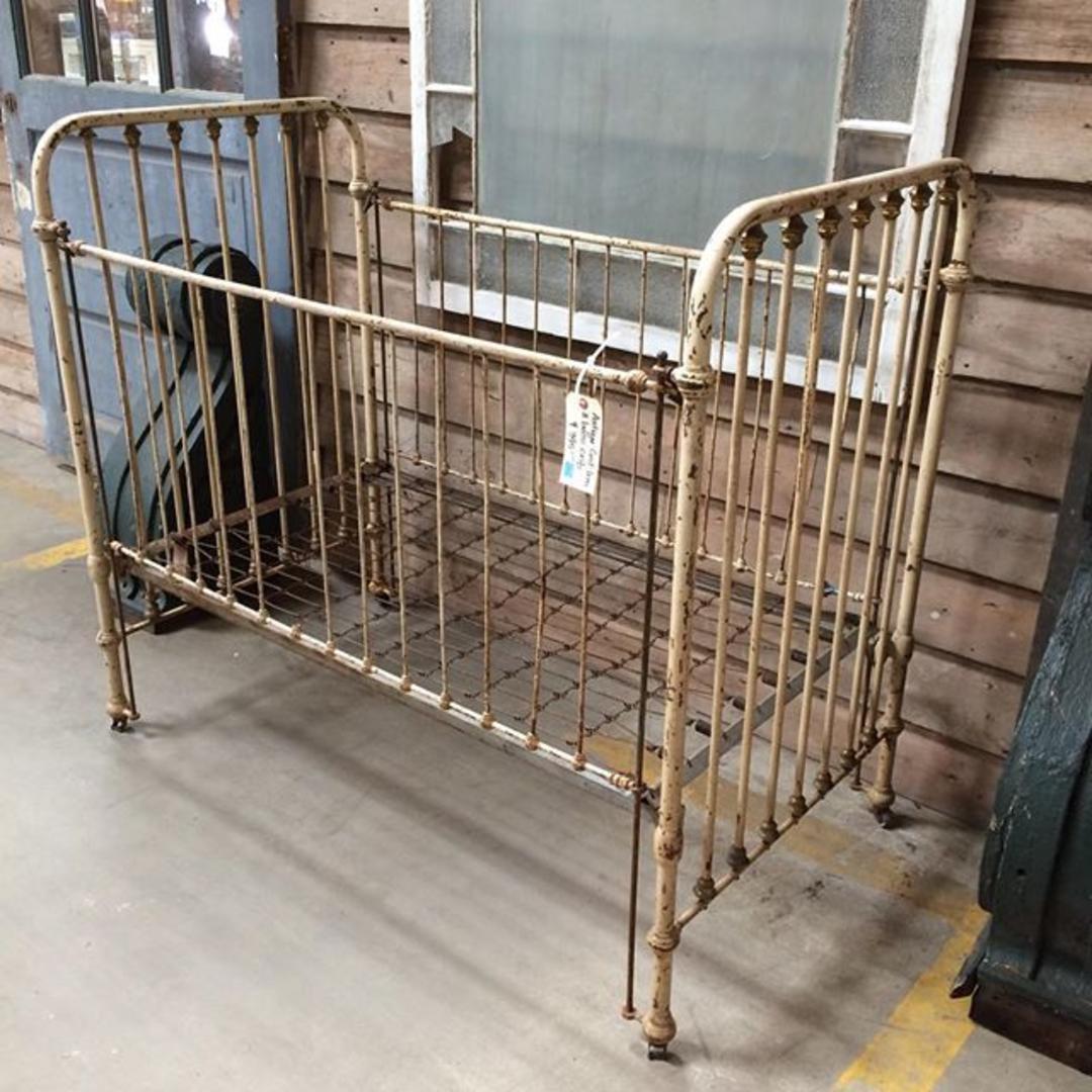 Antique Baby Crib Cast Iron And Brass 395 Vintage From