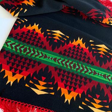 1930'S Indian Trade Blanket - Pendleton Label - Camp Blanket - Geometric Deco Design - Vivid Colors - All Wool 