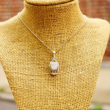 Vintage Sajen Druzy Quartz Sterling Silver Pendant Necklace, Iridescent Purple/Pink Gemstone, 1.5mm Ball Chain, , 18 1/4&amp;quot; L 
