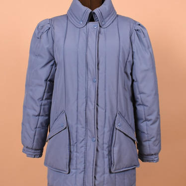Periwinkle Blue Quilted Puffer Coat By Current Seen, M