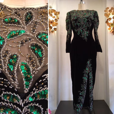 Vintage evening gown, 1980s beaded dress, 80s velvet | Black Label Vintage  - Tacoma, WA | ATTIC