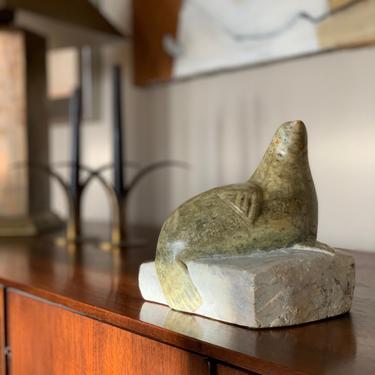 Sonny Grant | Hand Carved Inuit Soapstone Figurative Seal 