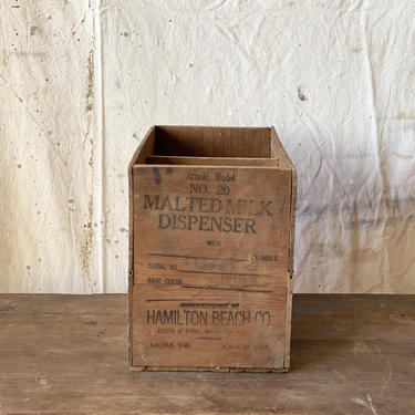 Antique Hamilton Beach Malted Milk Dispenser Wood Crate 