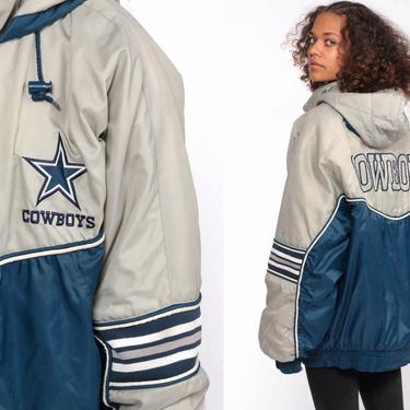 Dallas Cowboys Jacket NFL Football Jacket 90s Hooded Jacket Hood Coat  Sports HOODIE 1990s Extra Large xl