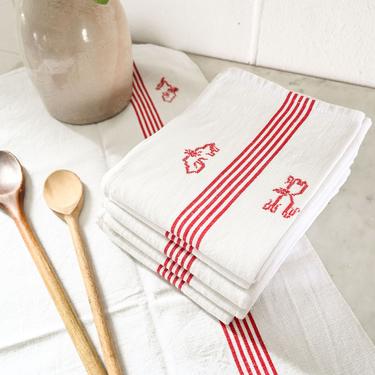vintage french monogrammed kitchen towels