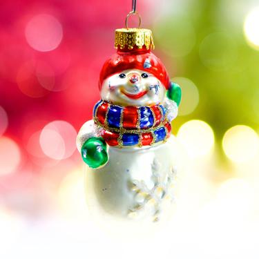 VINTAGE: Snowman Glass Ornament - Christmas Ornament - Hand Painted Ornament - Mercury Ornament - SKU 30-403-00013918 