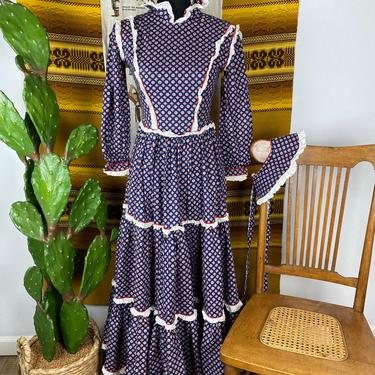 Vintage 1970s GUNNE SAX Dress Gunne Sax &quot;Style&quot; Prairie Dress with Matching Bonnet 