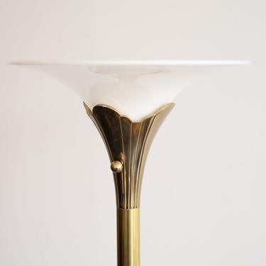 Vintage MCM Stiffel Lotus Floor Lamp in Brass 