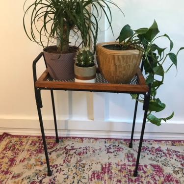 Wrought iron, Mesh and wood Plant stand Vintage Rack 