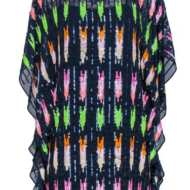Trina Turk - Navy & Multicolor Sequin Patterned Shift Dress Sz 6