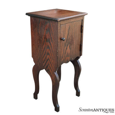 Antique Farmhouse Oak Humidor Cabinet Stand