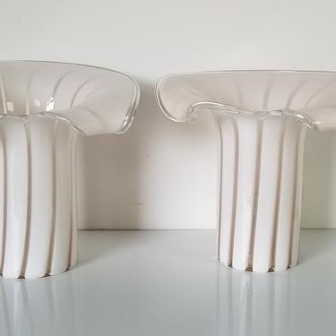 Italian Vetri Sculptural Handblown Murano Glass Table Lamps - a Pair 