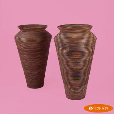 Pair of Pencil Reed Urns