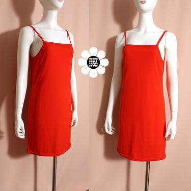Basic Vintage 70s or 90s Dark Red-Orange Tank Dress 