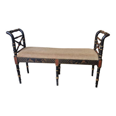 VINTAGE Bench, Bedroom Decor, Asian, Chinioserie, Hollywood Regency Bedside Decor 