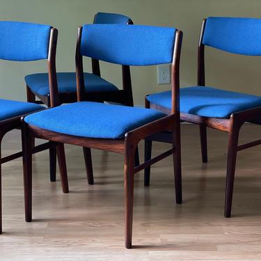 Set of four Rosewood Dining Chairs In KnollTextiles Wool Fabric; I/S Thorso Stole Mobelfabrik 