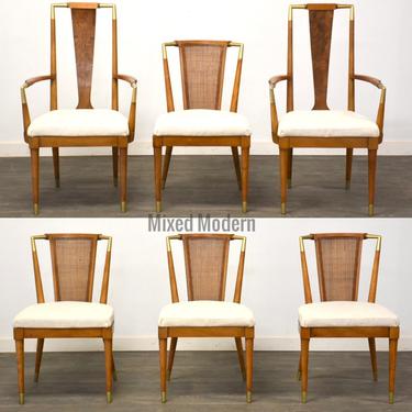 Modern Beige and Brass Dining Chairs - Set of 6 