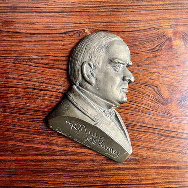 Vintage Brass William McKinley Bust Assassinated 25th President of the United States 19th 20th Century 