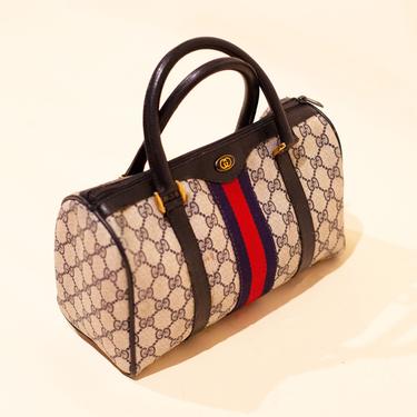 Authentic GUCCI Web Navy GG Monogram Canvas Doctor Duffle Bag